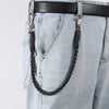Cool Black Braided Wallet Chains With Hook Handmade Silver Leather Biker Pants Chain For Men