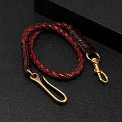 Best Leather Braided Wallet Chains With Hook Handmade Leather Biker Pants Chain For Men
