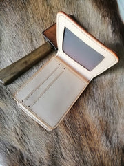 Tooled Leather Wallet Card Wallet with ID Window Lion Leather Wallet ID Holder Wallet Mens Wallet with ID Window Lion Wallet - iwalletsmen
