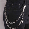 Cute Mens Brass Double Layers Pants Chains With Lock Silver Double Biker Wallet Chain For Women