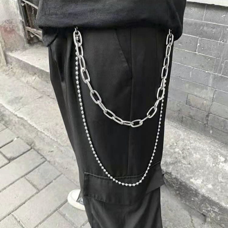 Cute Mens Silver Double Layers Pants Chains Silver Double Biker Wallet Chain For Women