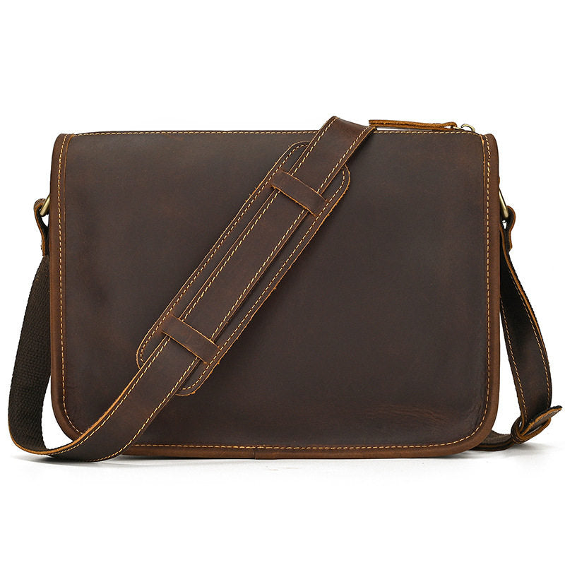 Dark Brown Vintage Leather Messenger Bag 