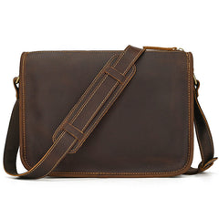 Dark Brown Vintage Leather Messenger Bag 