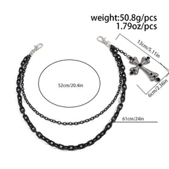 Black Double Wallet Chain Cross Wallet Chain for Men - iChainWallets
