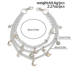 Star Moon Sun 3 Chains Biker Wallet Chain - iChainWallets