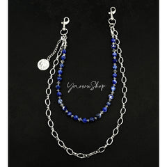 White Turquoise Beaded Wallet Chain Beaded Pants Chain Double Wallet Chain - iChainWallets