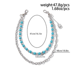 Beaded Wallet Chain Fake Turquoise Double Wallet Chain 
