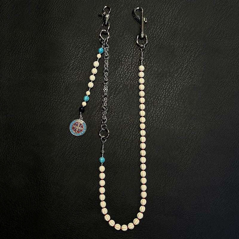 White Turquoise Stone Beaded Wallet Chain Long Bead Wallet Chain for Women - iChainWallets