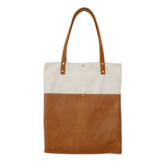 White&Brown Canvas Tote Bag