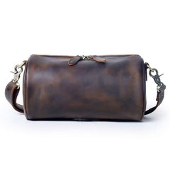 Leather Cylinder Shoulder Bag Mens Barrel Crossbody Bag Leather Barrel Bags for Men - iwalletsmen