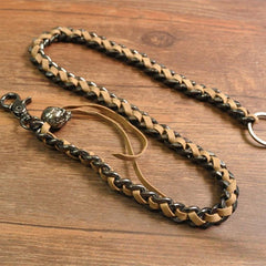 Cool Metal Braided Leather Wallet Chain Black Wallet Chain Skull Wallet Chain cool keychains for guys