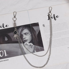 Cute Womens Ring Jeans Chain Silver Double Layers Astronaut Wallet Chains Jeans Chain For Women