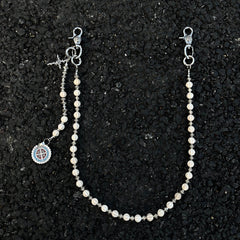 Long Ball Wallet Chains for Women White Ball Wallet Chain Beaded Wallet Chain - iChainWallets