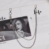 Cute Womens Pearls Jeans Chain Silver Double Layers Astronaut Wallet Chains Jeans Chain For Women