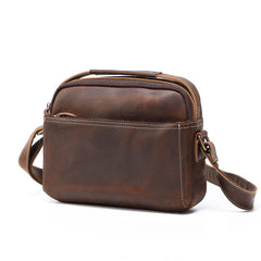 Dark Brown Leather Crossbody Bag for Men 