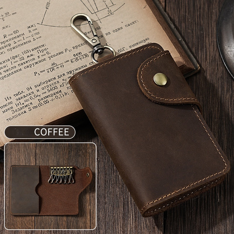 Leather Key Wallet with Belt Clip for Men Key Holder Wallet Leather Key Ring Wallet - iwalletsmen