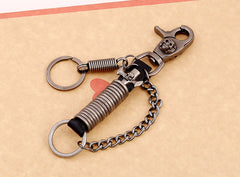 cool guy keychains​ Skull Keychain Cool Keychains for Guys Leather Keychain Snap Mens Leather Keychain