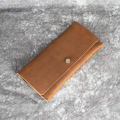 Long Leather Wallet with Flap Mens Wallet with Flap Brown Leather Flap Wallet - iwalletsmen