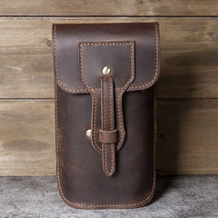 Dark Brown Leather Phone Belt Pouch - iwalletsmen