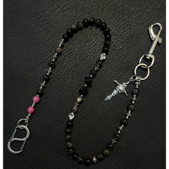 Black Turquoise Stone Bead Wallet Chain Beaded Wallet Chain - iChainWallets