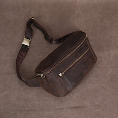 Dark Brown Large Leather Waist Bag Mens - iwalletsmen
