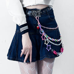 Cute Womens Plastics Jeans Chain Colorful Light Four Layers Panties Chains For Women