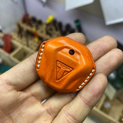 Orange T100/T120/Bobber Triumph Motorcycle Key Cover Handmade Leather Triumph Bike Keychain