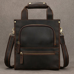 Brown Leather Vertical Briefcase Business Handbag for Men Office Handbag for Men - iwalletsmen