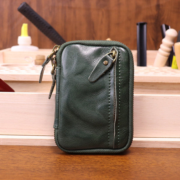 Green Leather Key Ring Wallet Mens Leather Key Wallet for Men - iwalletsmen