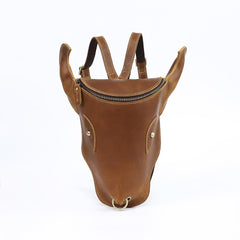Brown Ox Bull Head Leather Backpack Mens Cool Leather Backpack - iwalletsmen