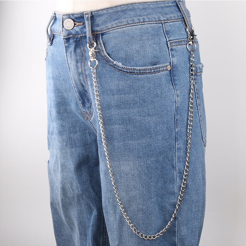 Silver Womens Long Wallet Chain Jeans Chain Cute Beads Long Pants Chain For Women