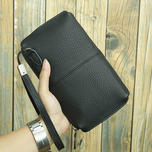 Black Wristlet Clutch Wallet for Men Mens Clutch Leather Wallet - iwalletsmen