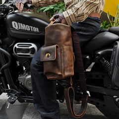 big sling bag for men cognac color