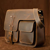 Brown Leather Messenger Bag - Back View