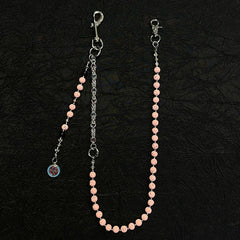 Pink Lavastone Beaded Wallet Chain Long Bead Wallet Chain for Women - iChainWallets