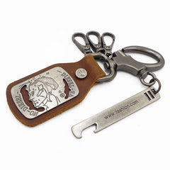 Leather Fob Keychain keyring gadgets​ Cool Bottle Opener Keychain Coolest Keychains  Mens Leather Keychain