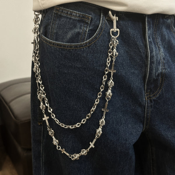 Cool Vajra Biker Wallet Chain For Men Mens Cross Double Wallet Chain