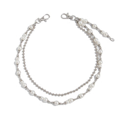 Fake Pearl Wallet Chain for Women Double Wallet Chain Beaded Wallet Chain - iChainWallets