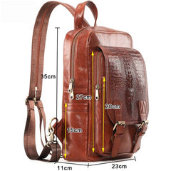Sling Bag for Big Man - Leather Large Sling Backpack - Large Leather Sling Bag for Big Guys