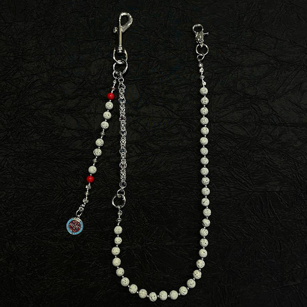 Gray Lavastone Beaded Wallet Chain Long Bead Wallet Chain for Women - iChainWallets