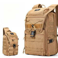 Khaki Tactical Canvas Large Backpack For Men