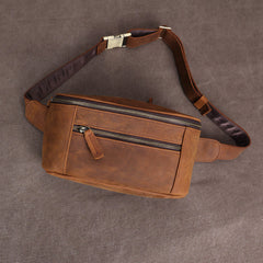 Brown Leather Waist Bag for Men 
