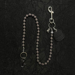 White Beaded Wallet Chain Womens White Lavastone Long Bead Wallet Chain with Keyring - iChainWallets