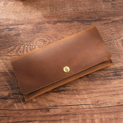 Brown Leather Mens Flap Wallet Vintage Wallet With Flap - iwalletsmen