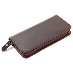 Dark Brown Leather Fountain Pen Case Luxury Leather Pen Case - iwalletsmen