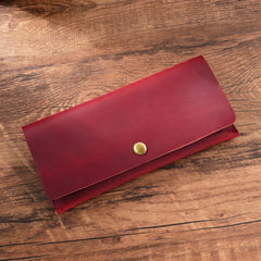 Red Leather Flap Wallet for Women Leather Mens Flap Wallet Vintage Wallet With Flap - iwalletsmen