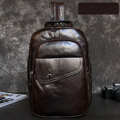 Leather Large Sling Backpack - Overall View