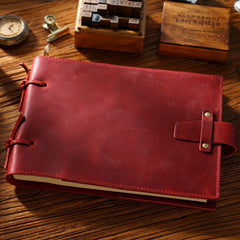 Red Leather Bound Sketchbook A5 Leather Sketchbook Leather Bound Journal - iwalletsmen