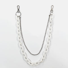 Cute Jeans Chain Silver Colorful Double Layers Resin Light Wallet Chains Panties Chain For Men
