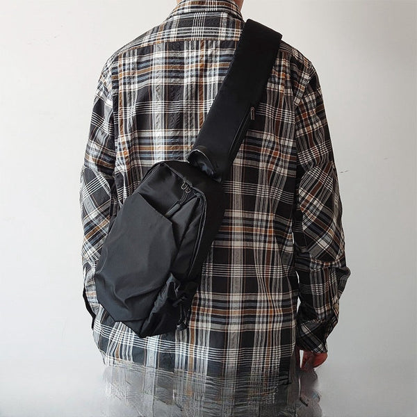 Nylon Black Large Sling Bag For Men Big Sling Bag - Front View